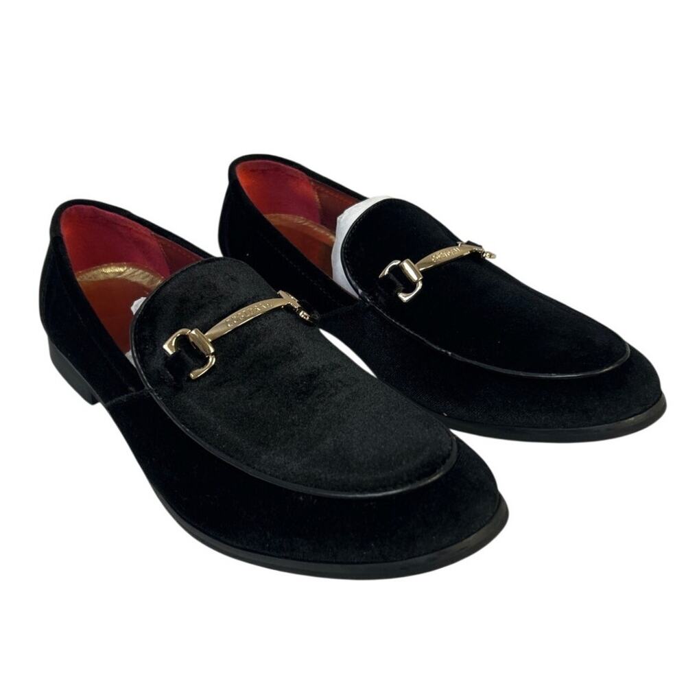 Cosidram Mens Size 10 Black Loafers Round Closed Toe Slip On Dress Shoes